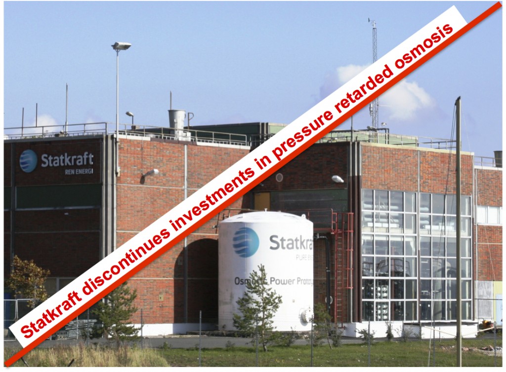 Statkraft discontinues investments in pressure retarded osmosis