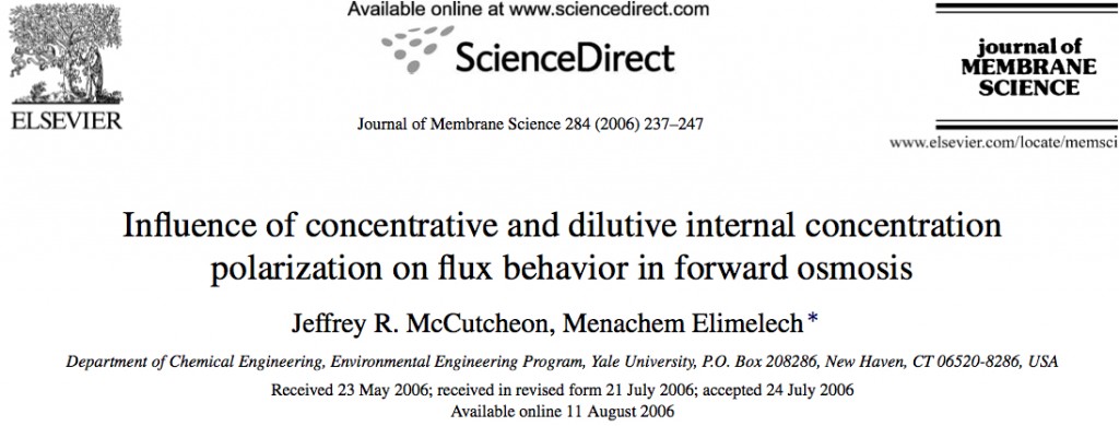 concentration polarization effects in forward osmosis membranes