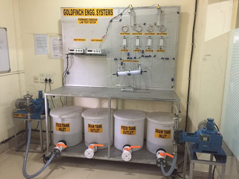 Forward osmosis test setup from Goldfinch